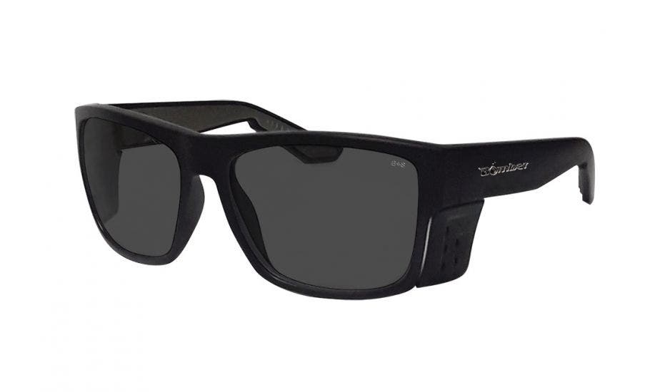 Bomber Eyewear Clutch Safety Matte Black sunglasses (quarter view)