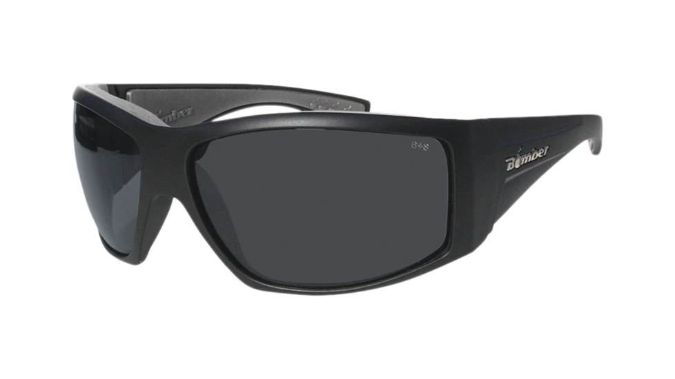 Bomber Eyewear Ahi Bomb ANSI Matte Black sunglasses (quarter view)